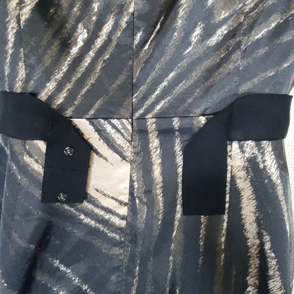 Tahari Dress 8 Black Gold Animal Print Sheath Cocktail Party Cap Sleeve Zip - Picture 9 of 14